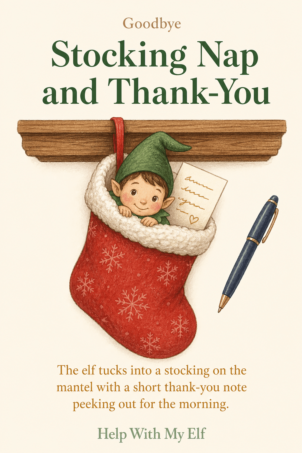Stocking Nap and Thank-You. A handmade visiting-elf idea card for Help With My Elf.