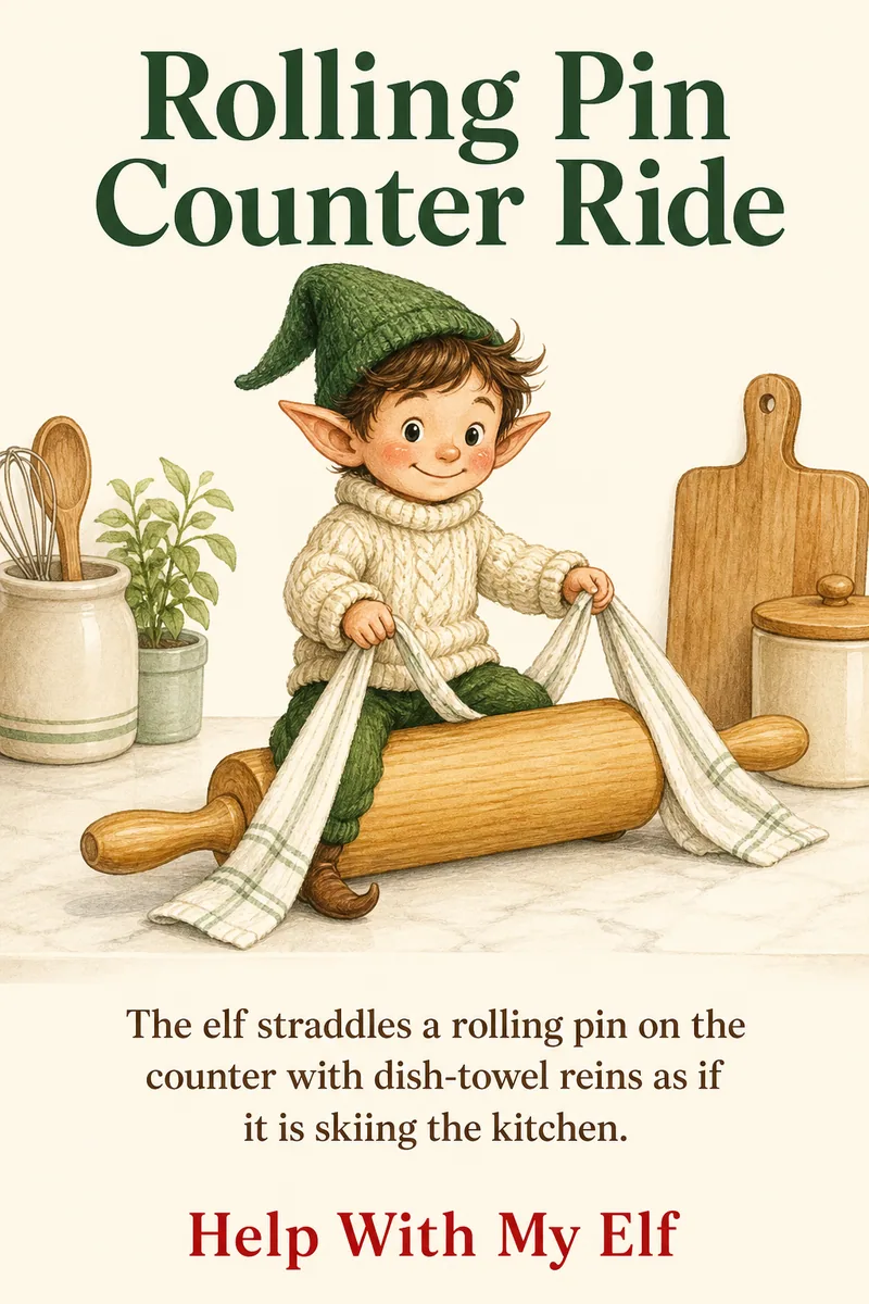 Rolling Pin Counter Ride. A handmade visiting-elf idea card for Help With My Elf.