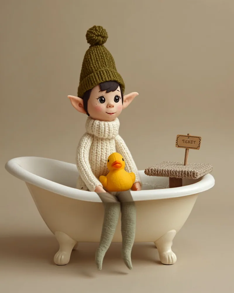 Rubber Duck Harbor. A handmade visiting-elf idea card for Help With My Elf.
